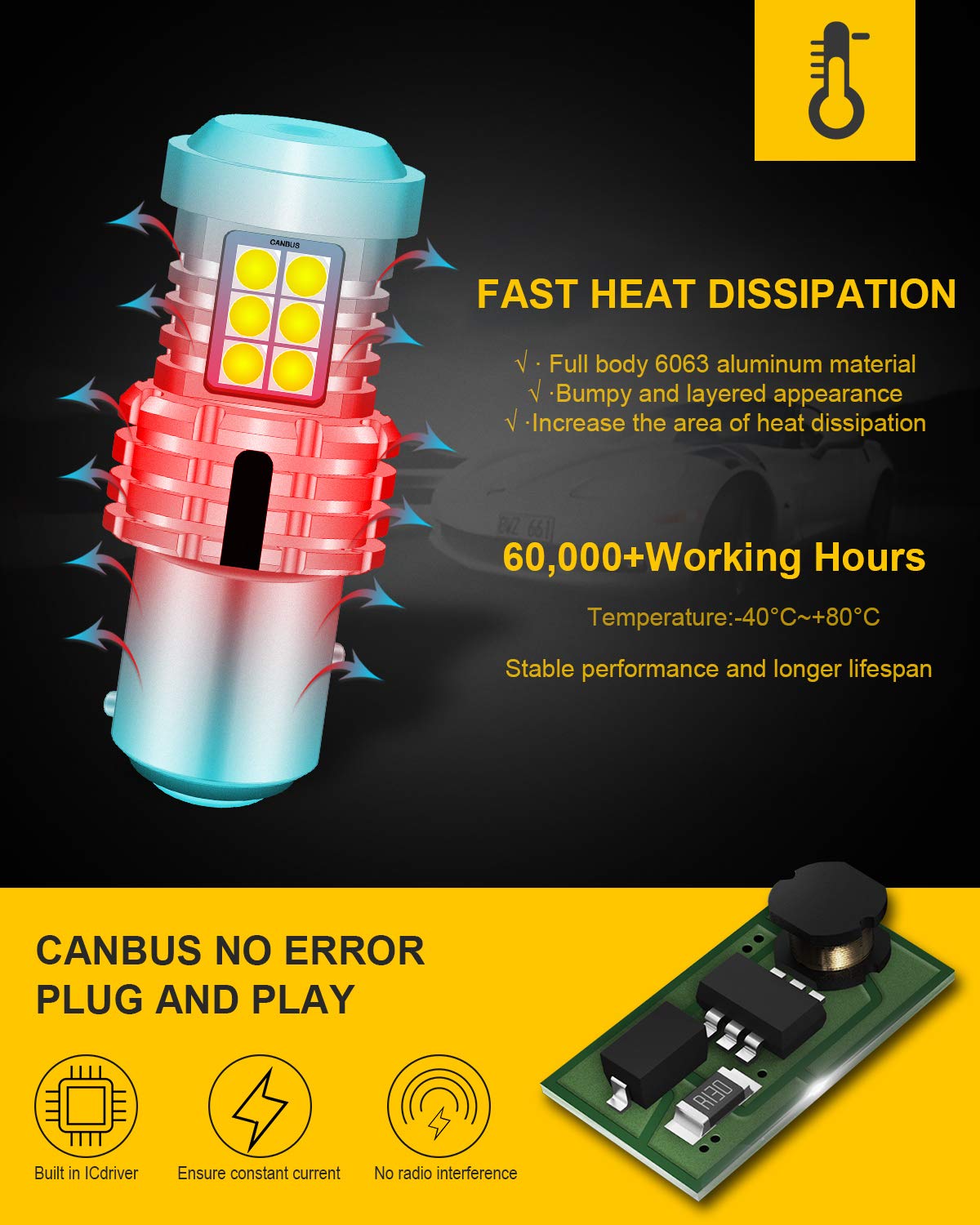 KATUR 1157 BAY15D P21/5W 1034 Bombillas LED Superbrillantes 12pcs 3030 y 8pcs 3020 Chips Canbus Error Señal de Giro Libre Freno Trasero Cola de estacionamiento Luces,Xenón Blanco(Paquete de 2)