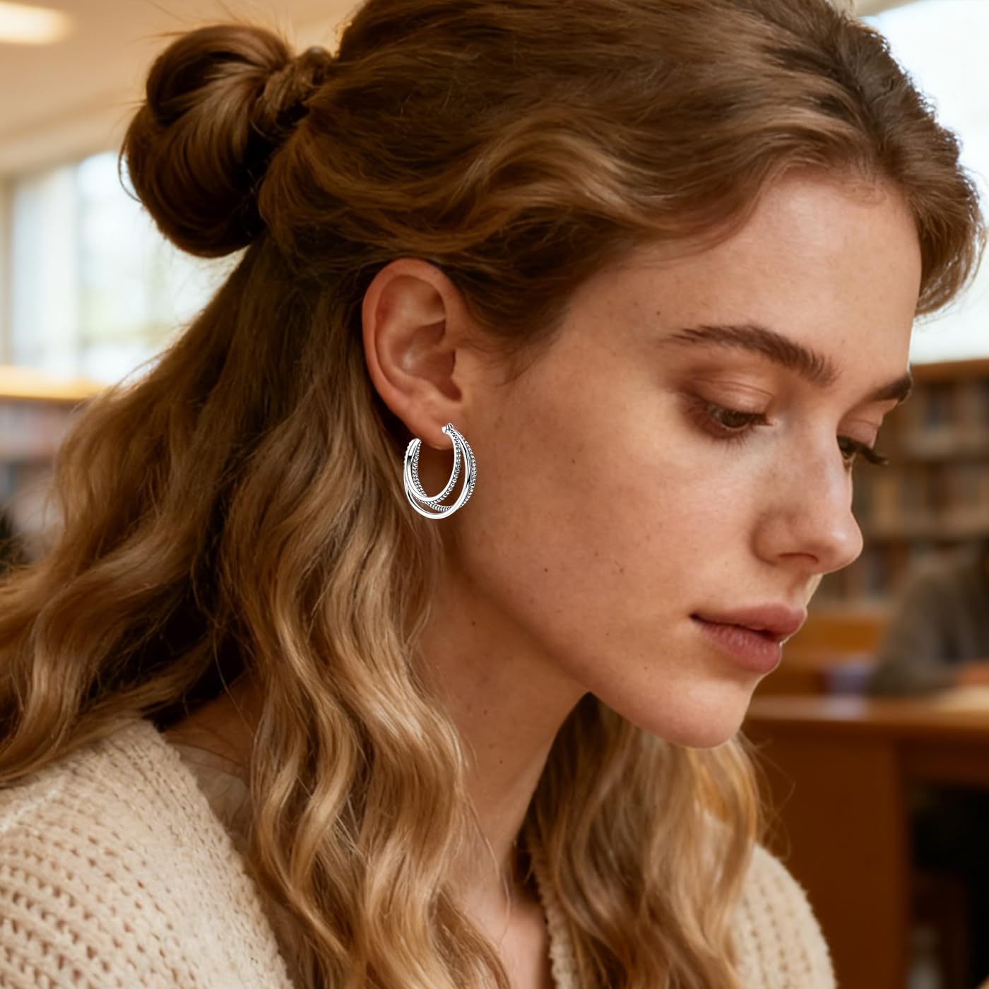 LAZA 925 Sterling Silver Hoop Earrings for Women, Sterling Silver Butterfly Hoops Colorful Flowers Hoop Huggie Earrings Hypoallergenic Jewelry Gifts for Women - Image 3