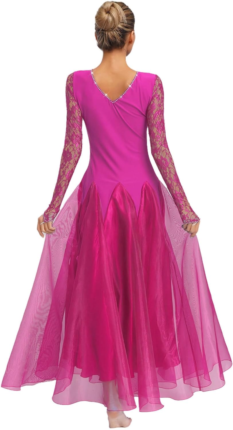 ACSUSS Women's Ballroom Dance Competition Dress Modern Waltz Tango Dance Performance Dress