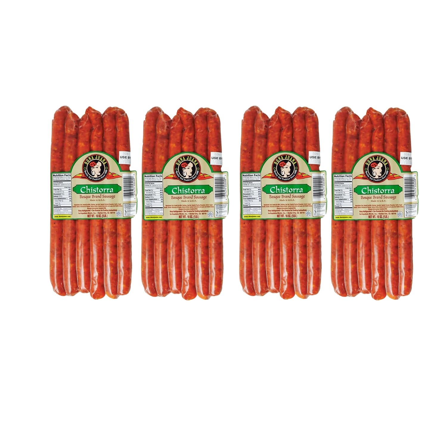 2 Pack Spanish Chistorra Sausage - Chistorra Española Doña Juana, Authentic Spanish Sausage, 100% Pork, Ready-to-Cook, Rich Flavor, Traditional Recipe, 16 oz
