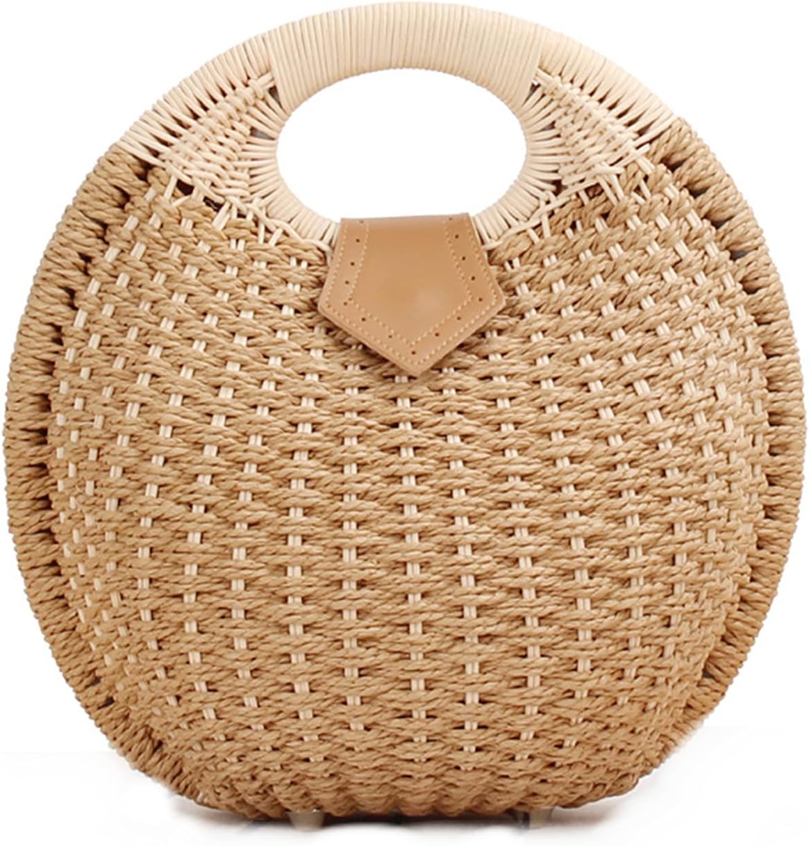Straw Bags for Women,Hand-woven Straw Shell Bag Handle Ring Tote Retro Summer Beach Rattan bag.
