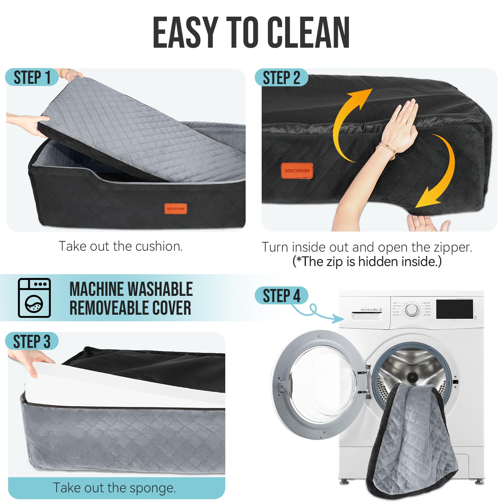 HEGGCOOE Asiento de Coche Grande para Perros de Menos de 100 Libras, Cama Lavable para 2 Perros medianos, Asiento de Coche Desmontable para Mascotas con Correas de Seguridad y Bolsillos de