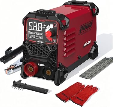 200Amp 110V Stick Welder,ARC/Lift TIG 2-in-1 Welder,Super MINI Portable Welding Machine,Synergic Control IGBT Inverter with Hot Start/VRD/Anti-Stick/ARC Force with 20PCS Rods and GlovesRED