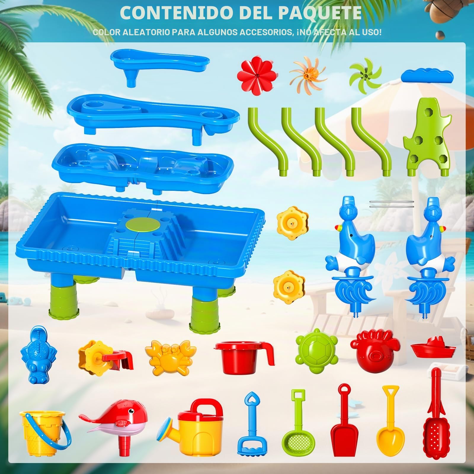 Doloowee - Mesa de agua para niños pequeños, mesa de arena y agua, juguetes de playa de verano, juguetes de exterior, juguete de jardín para niños de 3, 4, 5, 6 años