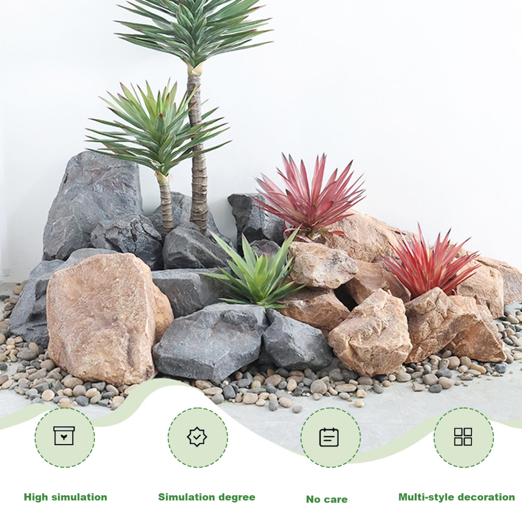 Felsen, realistische Landschaftsfelsenabdeckung, PU-Schaum, künstliche Felsen für die Landschaftsgestaltung, zum Aufhängen, dekorativ, mit Seil für Hof, Garten, Fotografie-Requisiten, Outdo