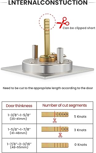 Miniatura 4 de goldenwarm Cerradura de puerta de bolsillo de níquel cepillado, herrajes para puerta de bolsillo cuadrado de privacidad, no ajustable, cierre de