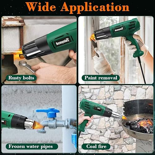 Miniatura 7 de Pistola de calor, kit de pistola de aire caliente, ajustes de temperatura dobles (572   932 ) con cubierta protectora, pistola de aire caliente