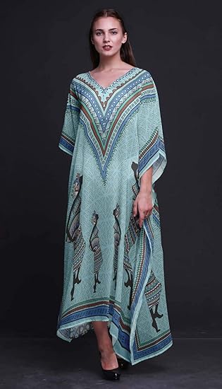 Phagun Tribal Africano Vestido Largo De Playa Bikini Mujer Beach Kaftan Vestido Largo-S-L