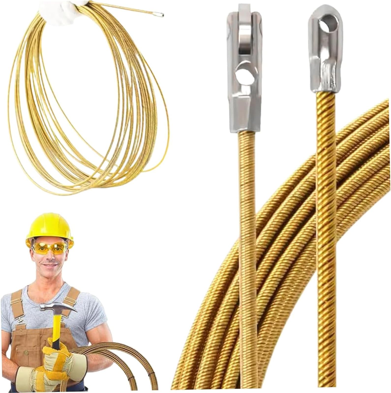 THE WHITE SHOP 10M Electrical Spring Wire Threader Fish Tape Fastener Cable Wire Puller Tool Upgraded 4 Cores Larger Leader Hole Electrician Threading Device (Size : 10M)