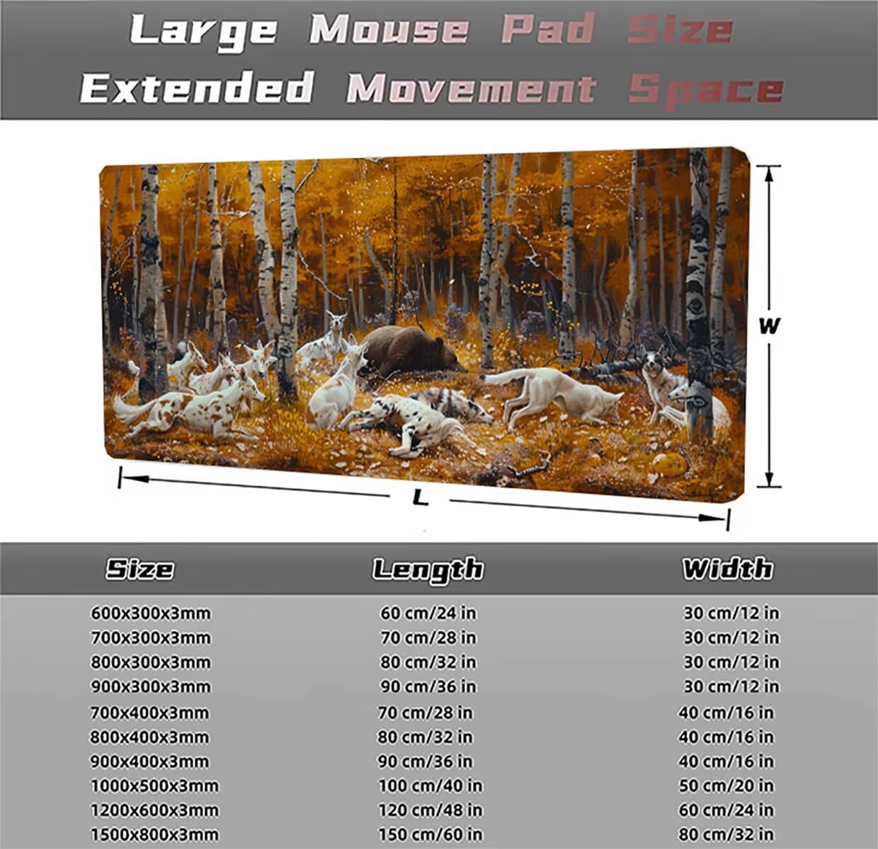 Podkładka pod mysz do gier, 1200 x 600 x 3 mm, XXL, duża, antypoślizgowa wodoodporna, rozszerzona długa klawiatura podkładka pod mysz, akcesoria biurowe, do gier, komputera, komputera zwierzęcego