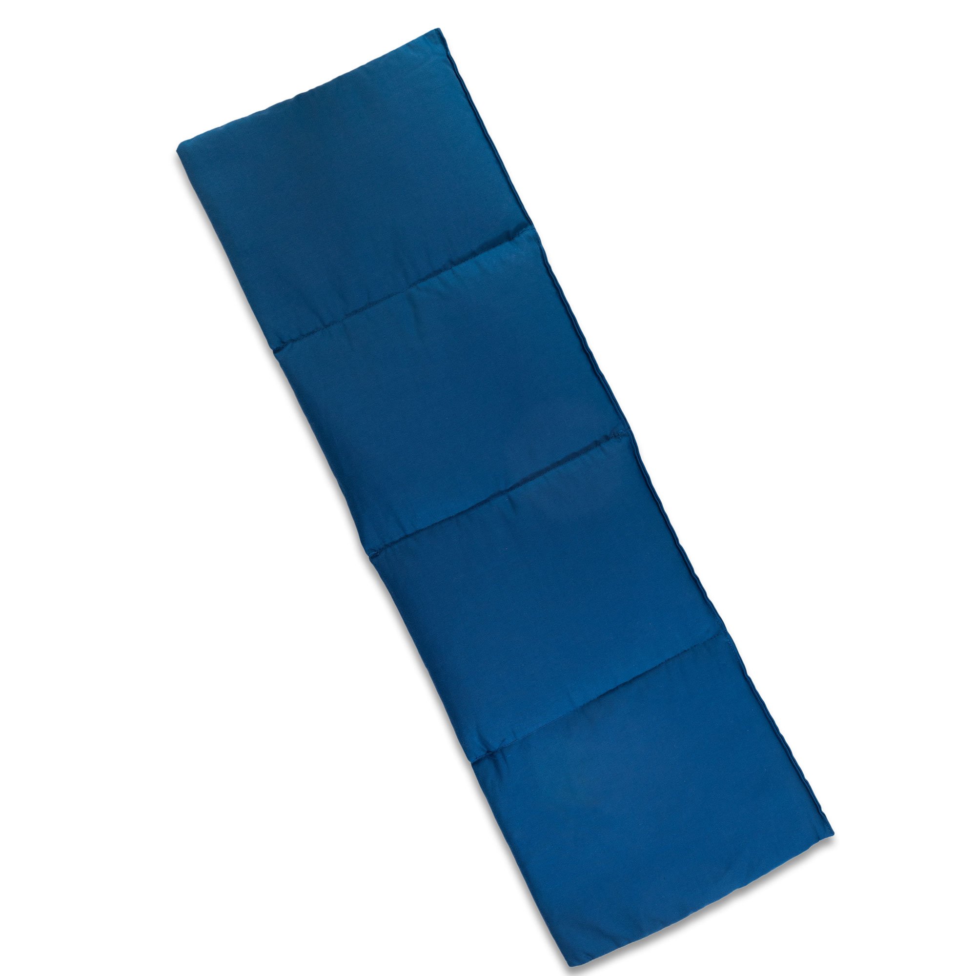 Cuscino termico - Cuscino con semi di ribes 60x20cm. Riscaldabile e impacco freddo con tessuto. Terapia caldo e freddo. (Contone biologico, blu oscuro, diviso en 4 compartimenti)