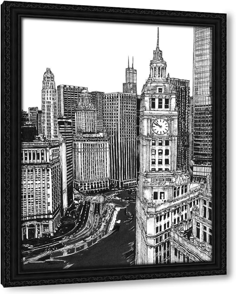 ArtDirect BandW Us Cityscape-Chicago 15x18 Gallery Wrapped Canvas Museum Art by Wang, Melissa