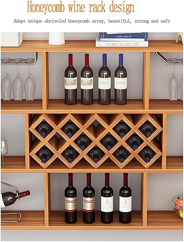 Miniatura 7 de Soporte multifuncional para botellas de madera, estante de pared de cocina con estante de vino horizontal para uso doméstico y comercial, estante de
