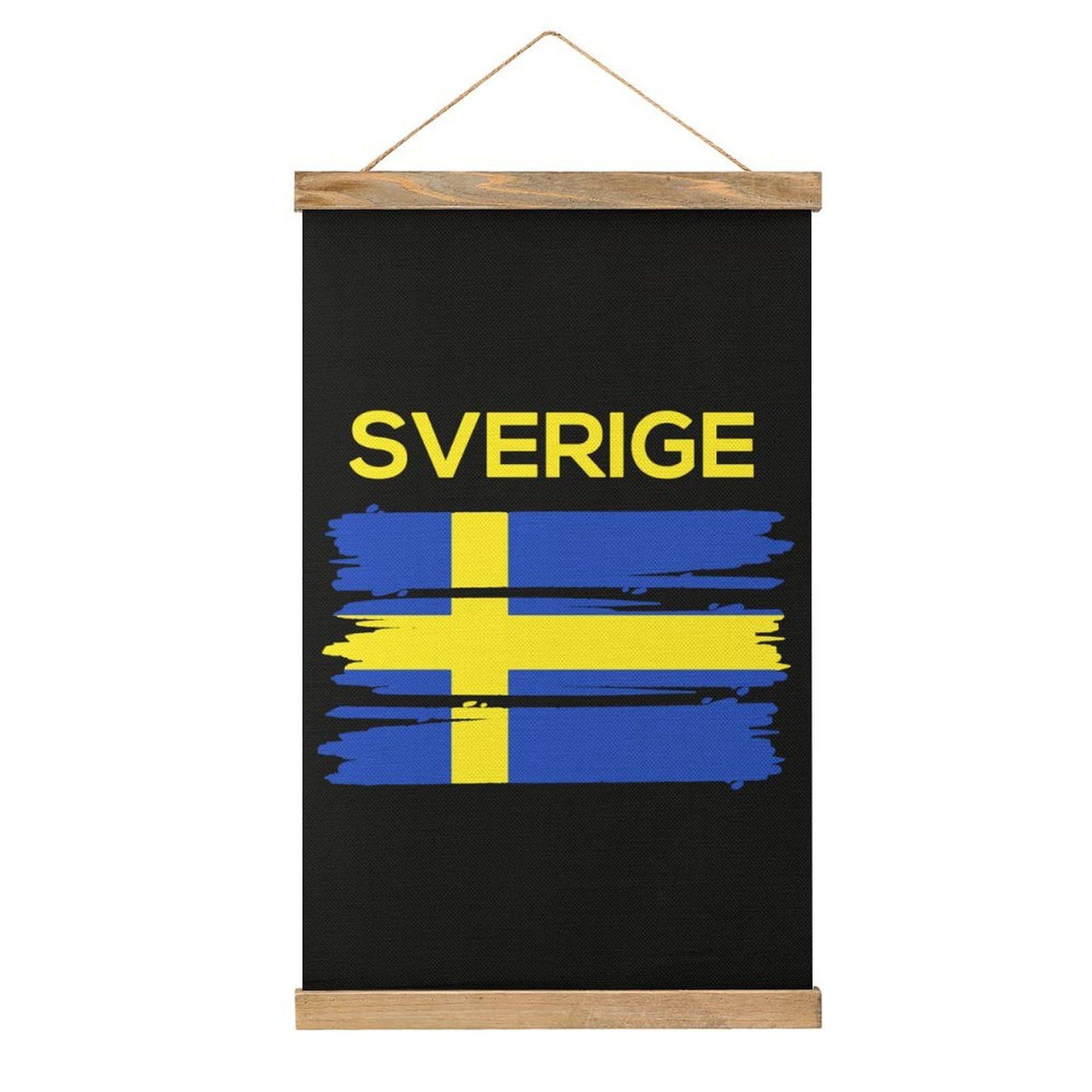 CGSBNGHA Sverige Sweden Swedish Flag Wall Art Prints Linen Hanging Painting Scroll Paintings Pictures Decor for Home