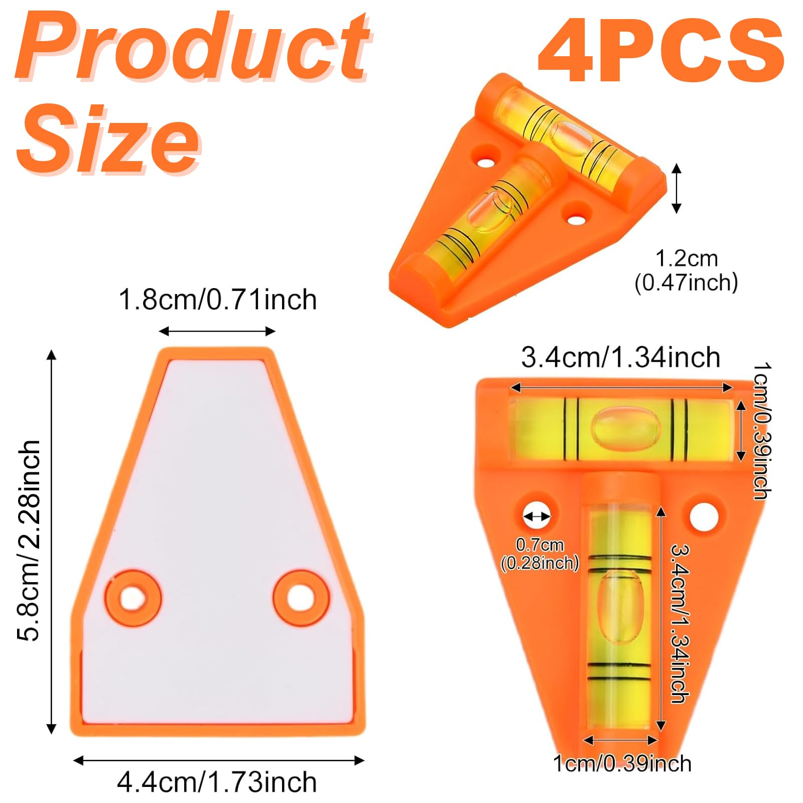 4 Mini Niveaux à Bulle PLATEYTR – ABS, Trous De Fixation, Pour Camping-car, Caravane, Bricolage