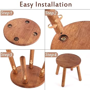 Plant Stands Zaowofires Round Solid Wooden Step Stool, Garden