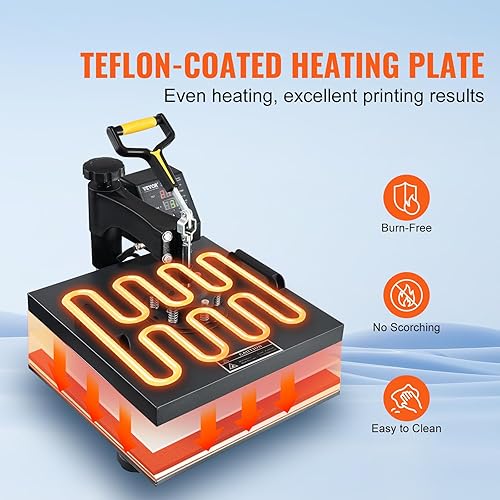 Miniatura 3 de VEVOR Máquina de prensa de calor de 15 x 15 pulgadas, combo 2 en 1 (con prensa para sombreros), máquina de prensa digital de camisetas de 360,