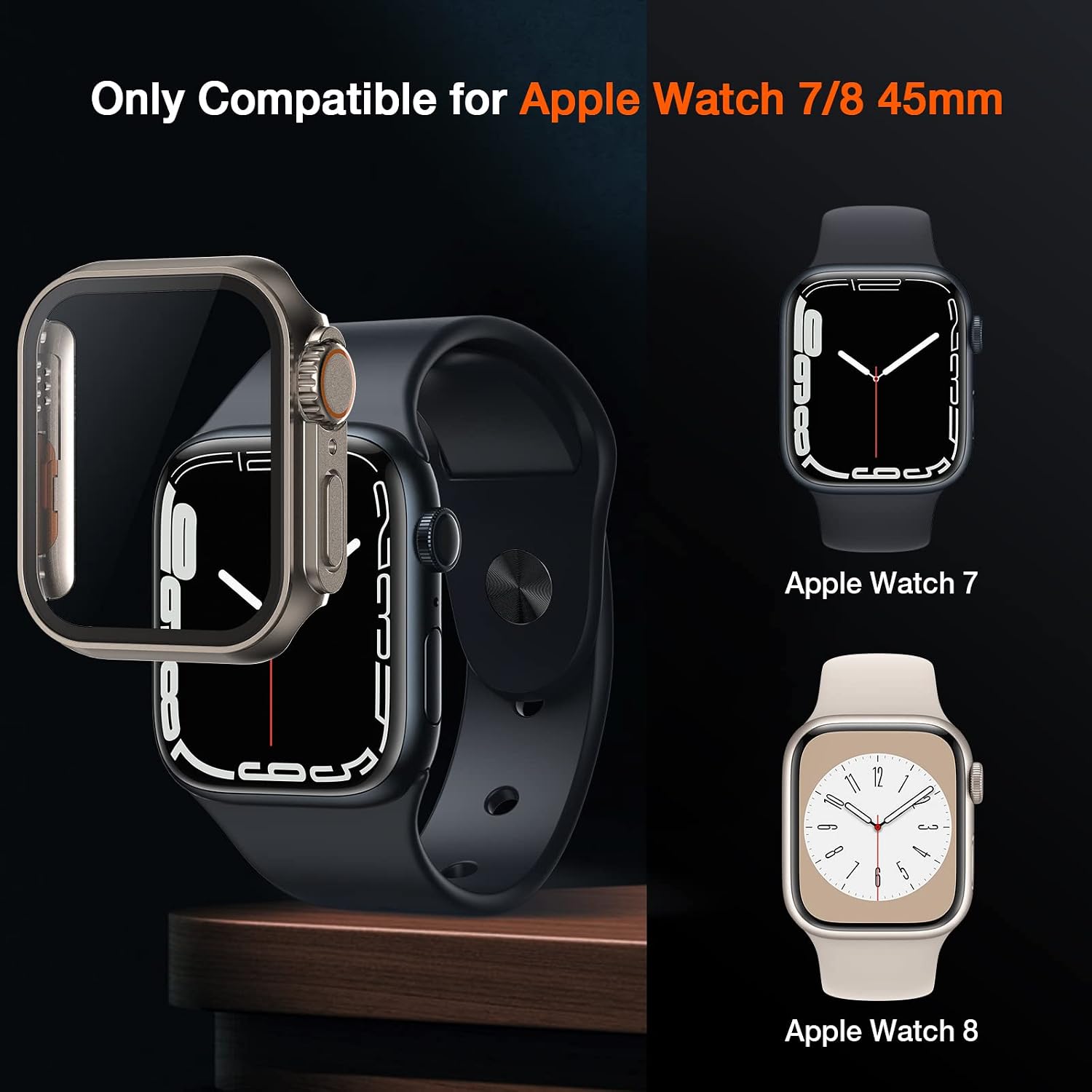 LK 2 Pack Case for Apple Watch 45mm Case Series 8/7 with Tempered Glass Screen Protector [Unique Design] Hard PC Case, [Shockproof Bumper] Cover for Apple Watch Case 45mm Series 7/8 Accessories