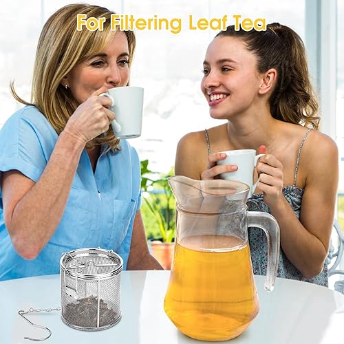 Miniatura 3 de Infusor de té, malla extrafina de acero inoxidable, colador de bolas de té, condimentos, cesta de separación de especias con gancho de cadena