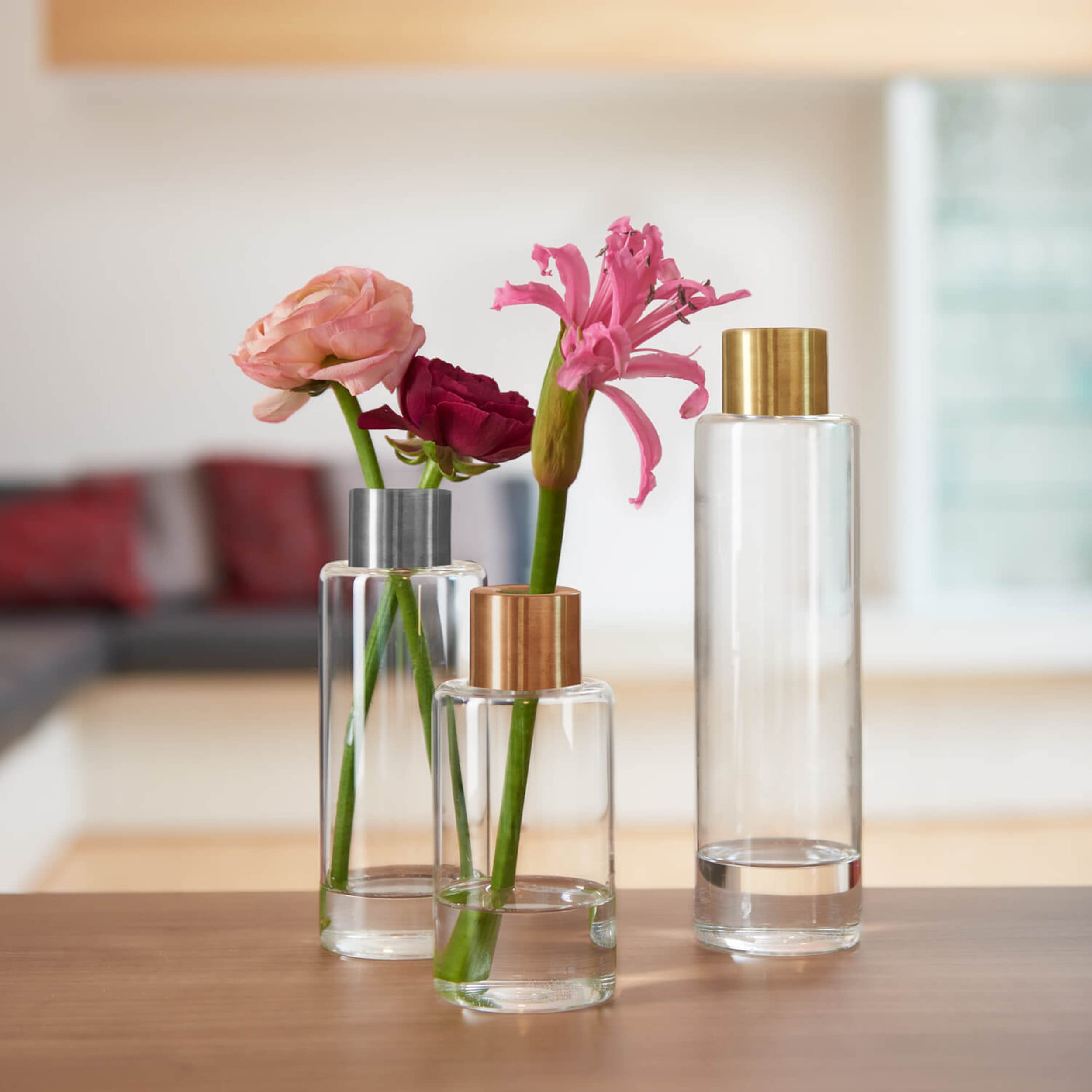 LEONARDO HOME Vase Varese, 15 cm Höhe, Blumenvase, Tischvase, Glasvase, Hochzeit Deko, Klarglas, rosegold-farben, 022307 Küche, Haushalt