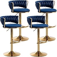 Vista 56 de Gold Velvet Bar Stools Set of 4, Counter Height Barstools with Low Back, Swivel Bar Stool for Kitchen Island, Pub (Grey)