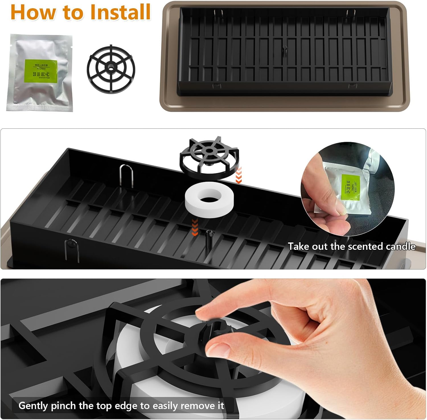 Floor Vent Covers 4 Pack,Floor Register 4x10, Heavy Duty Walkable Steel Vent Cover, Adjustable Metal Decorative Vent Covers for Home Floor Ceiling or Sidewall Vent, Rust-Proof Finish (Brown-4 Pack)