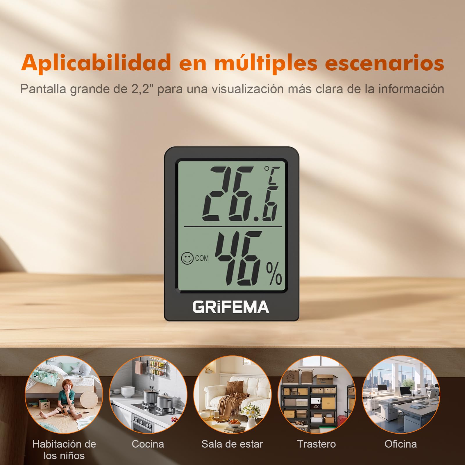 GRIFEMA GA2902B, MINI Termómetro Digital Interior del Higrómetro, Pequeño Digital Medidor de Humedad, Adecuado para invernaderos, viveros, bodegas, termómetro para reptil, Negro — view 4