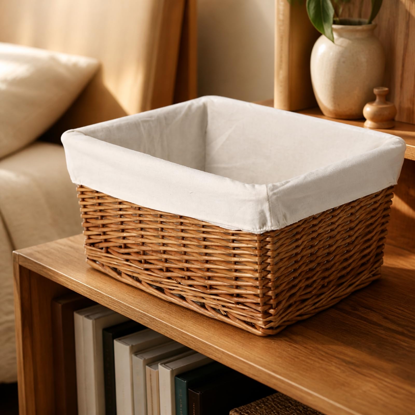 Gralara Corbeille Dblure Amovible | Tressé à la Main, Panier Dblure Amovible, Naturel, pr Chambre, Bureau, Brun, L