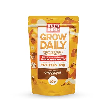 Healthy Heights Grow Daily Kids Protein Drink Mix Chocolate - High Protein Shake for Boys 10+, 21.6 oz