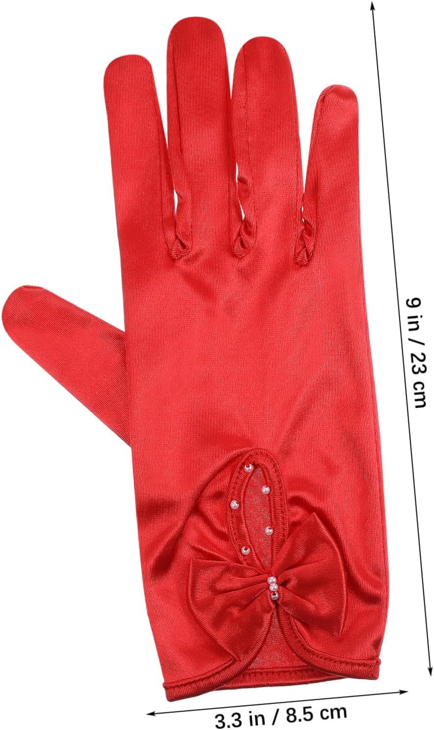 Ipetboom Short Satin Wedding Gloves Women's Evening Party Gloves for Bride Dress
