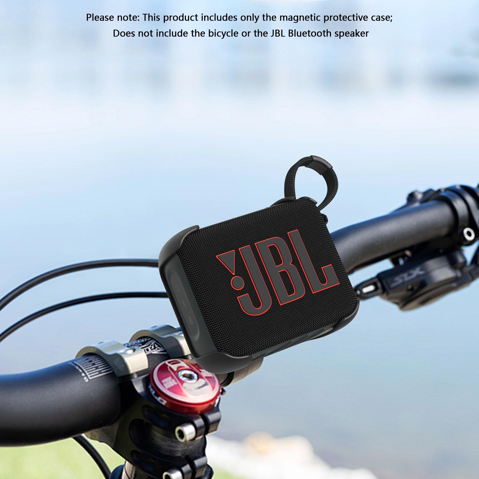 3-in-1 Magnetische Halterung mit abnehmbarem Anti-Rutsch-Gurt für JBL GO 4 Tragbare Bluetooth-Lautsprecher, Golfwagen/Lenker/Stangen/Fahrrad/Motor/Wohnmobile/Geländefahrzeuge & Wandhalterungen