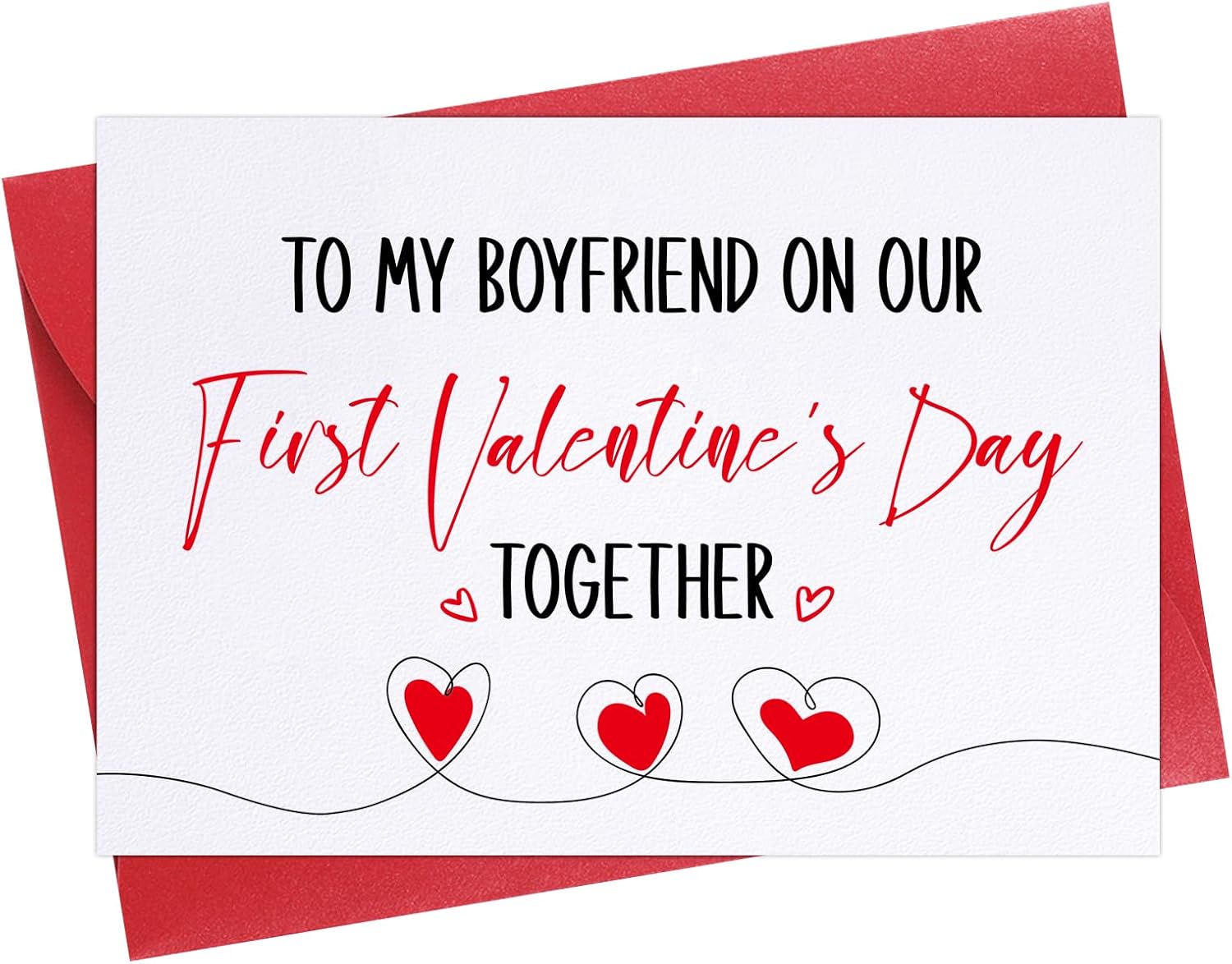 First Valentine's Day Card For Couples | Romantic "To The One I Love" Greeting Card With Red Envelope