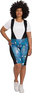 Ulla Popken Womenswear Plus Size Curvy Oversize Biker Print Padded Recycled Suspender Style Cycling Shorts 806760
