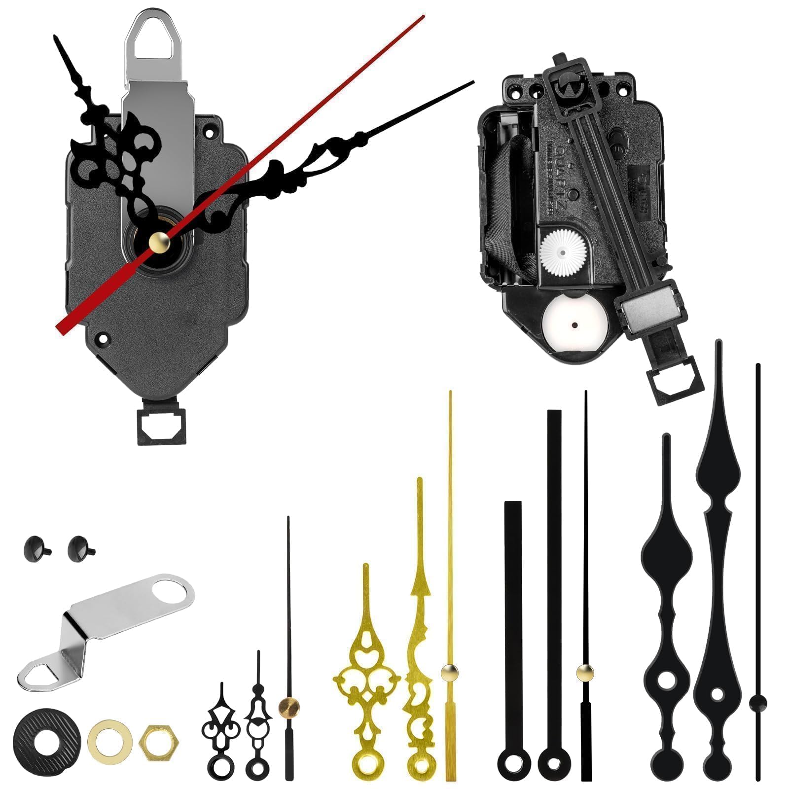 EEEKit Meccanismo Orologio a Pendolo, Meccanismi per Orologi, 2 PCS Movimento Orologio da Parete al Quarzo con 5 Lancette per Riparazione