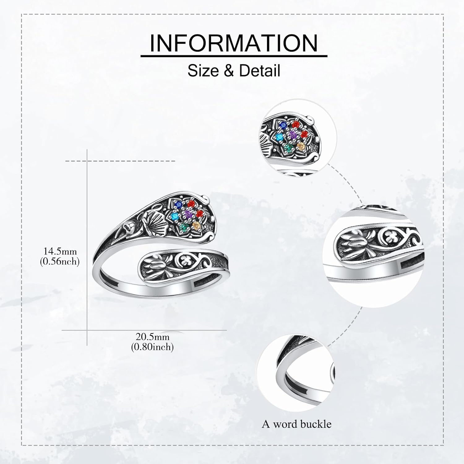 Mandala Chakra Ring Sterling Silver Lotus Spoon Ring Protection Mandala Jewelry Chakra Gifts for Women - Image 3