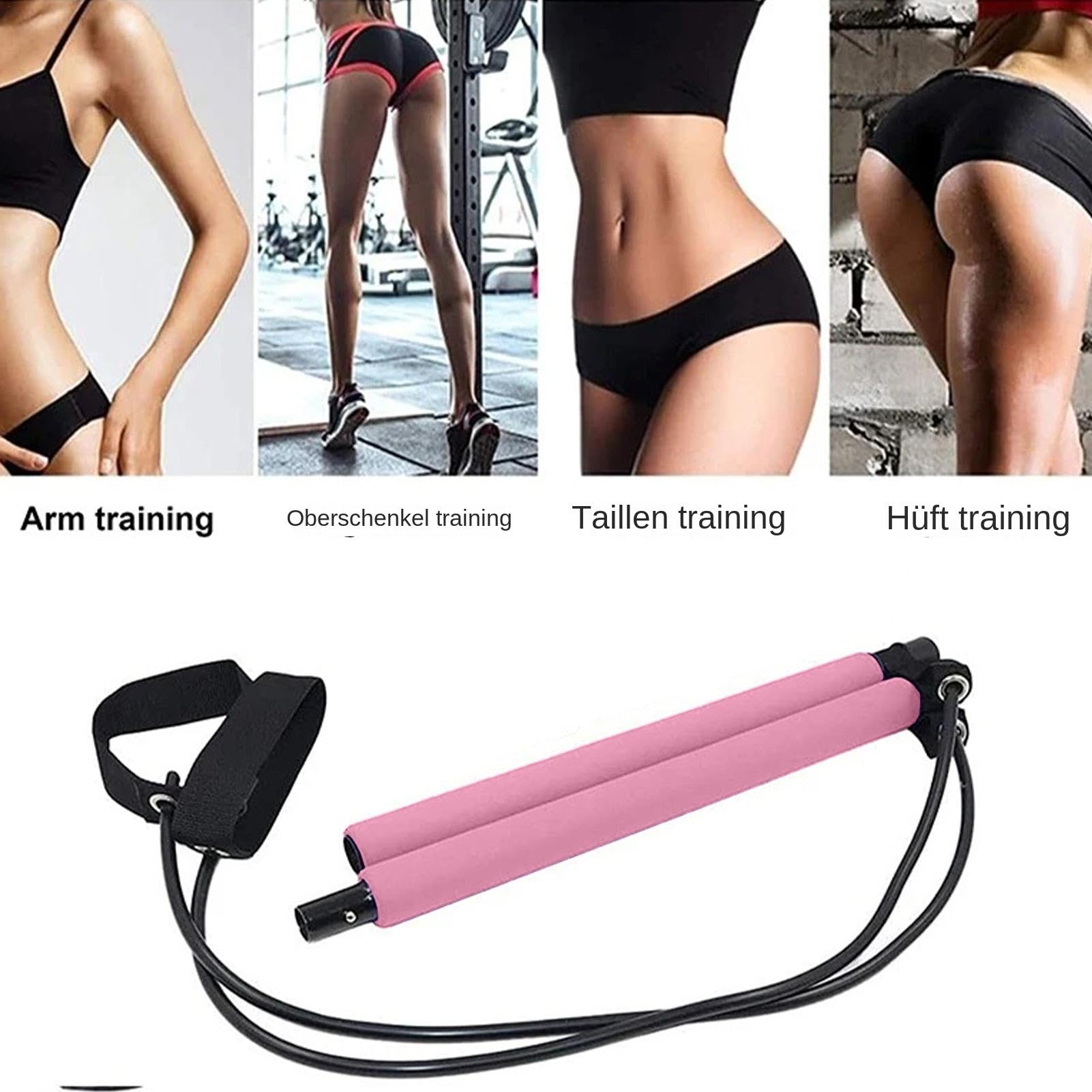 Pilates-Bar-Set – multifunktionales Fitnesszubehör | Widerstandsbänder Pilates Bar Set | Kraftgewichtsausrüstung, leichte elastische Fusion Bar Pilates Stretch für Frauen, Männer, Mädchen