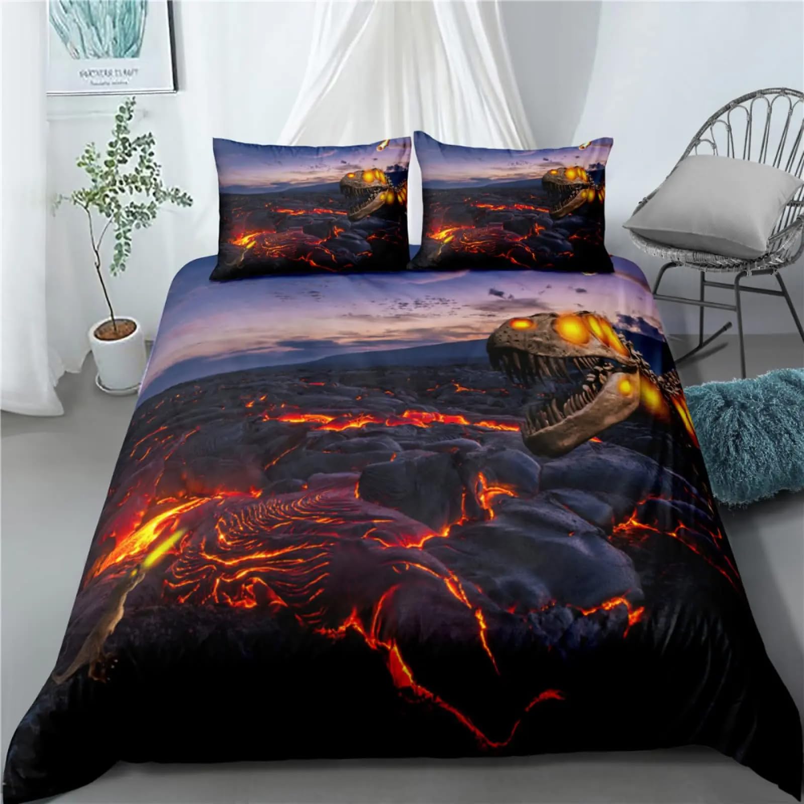 QBIDCSX Bedding Sets Single Volcanoes Bedding Sets Single Koala Duvet Cover 200x200cm with Zipper Closure, Hypoallergenic Quilt Cover with 2 Pillowcase for Boys Kids Girls