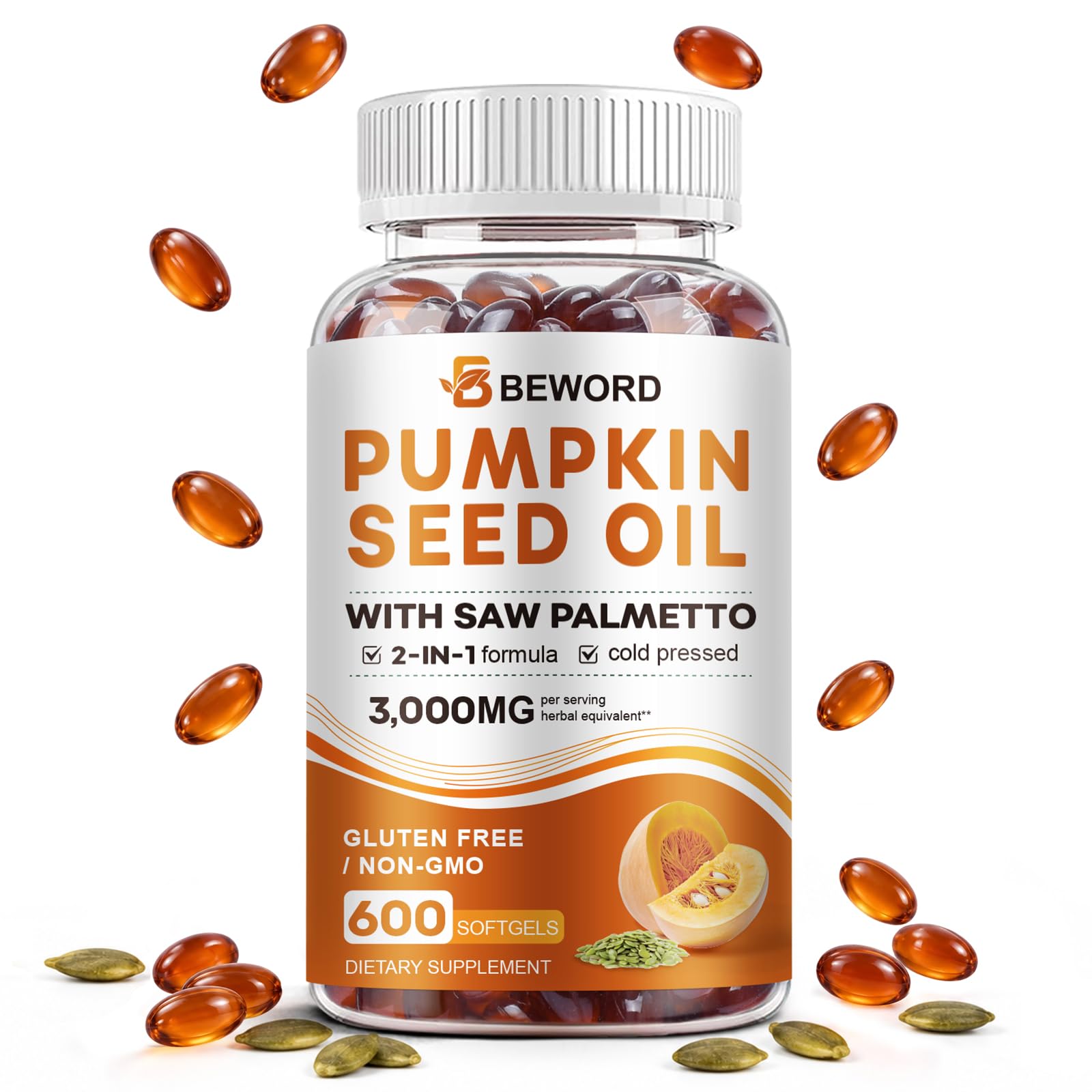Pumpkin Seed Oil with Saw Palmetto, 3000mg/serving, Cold Pressed — Amazon image 8