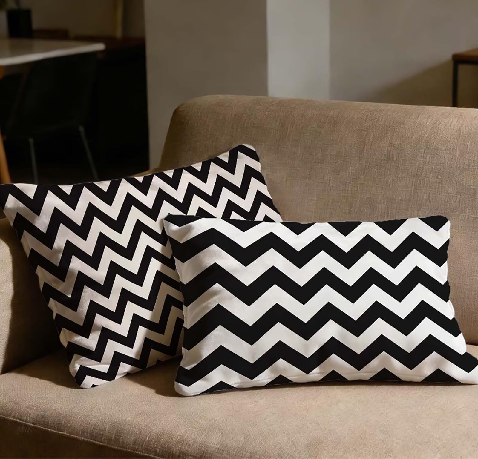 Taie d'oreiller 60x90 noir en velours lot de 2 housses de coussin rectangulaires avec zip O-300C