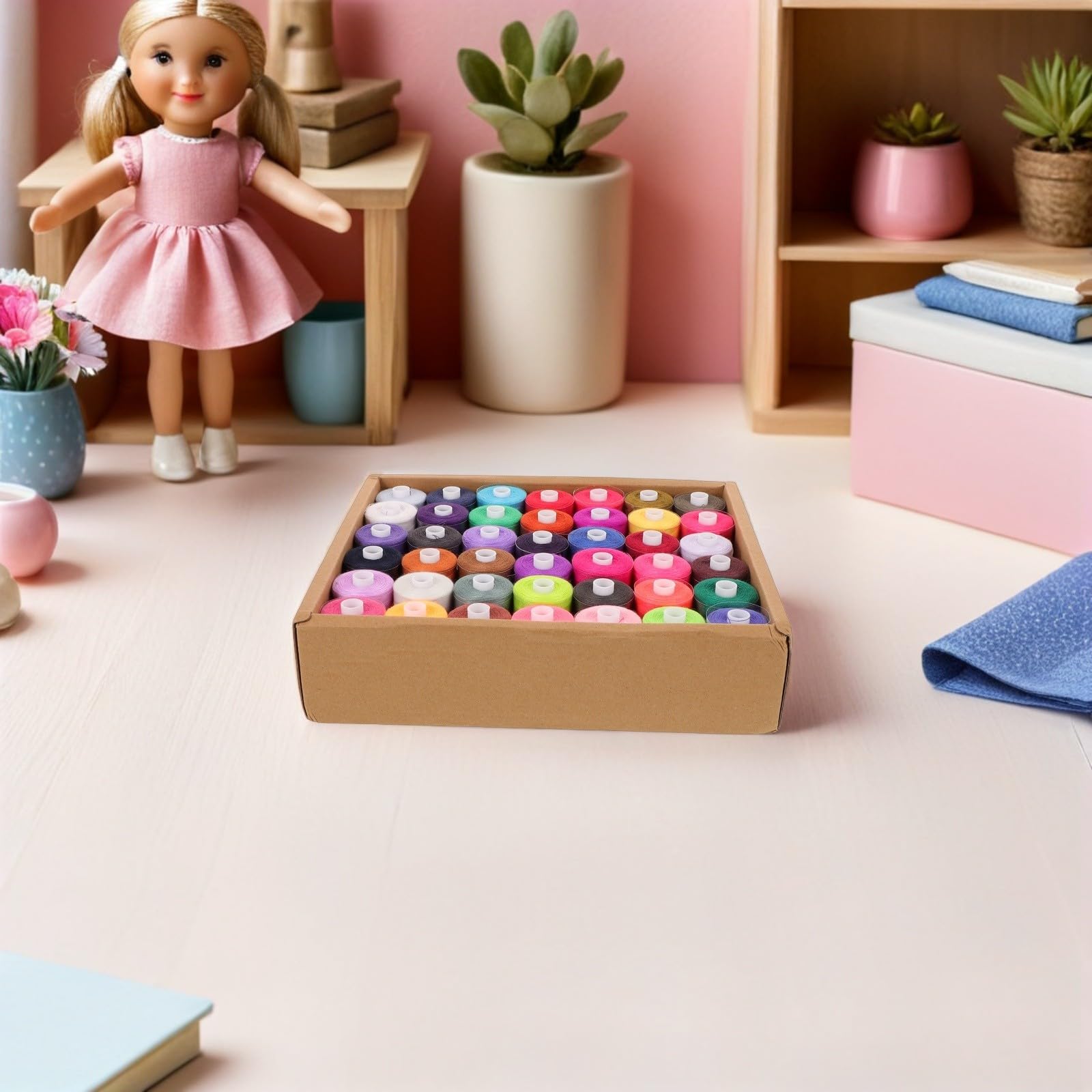 Kit de Hilos de Coser de Poliéster Bobinas de Gran Capacidad de 1000 Yardas para Manualidades Creativas y Reparaciones Hogar
