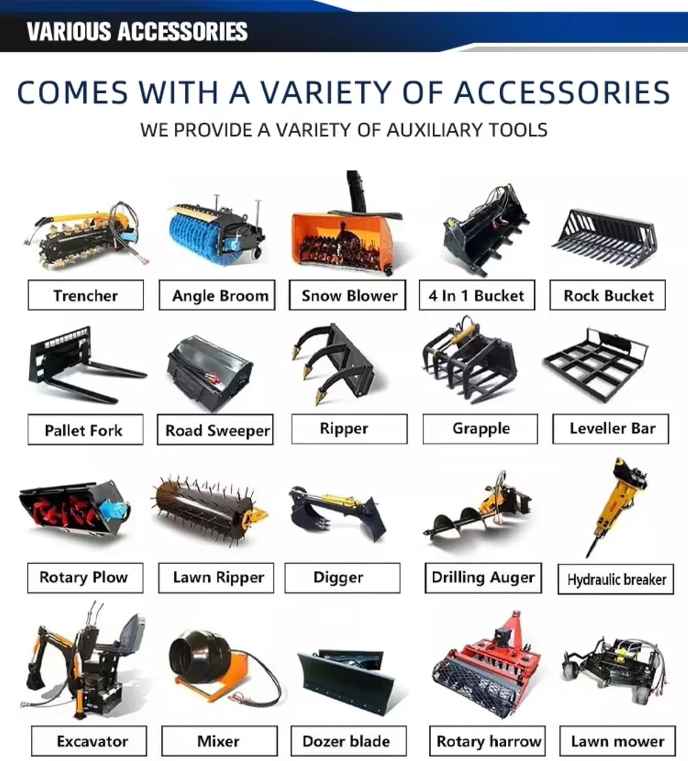 Multi-Functional Skid Steer Loader with Auxiliary Hydraulics for Digging Loading Land Clearing Flow Powerful Crawler Loader