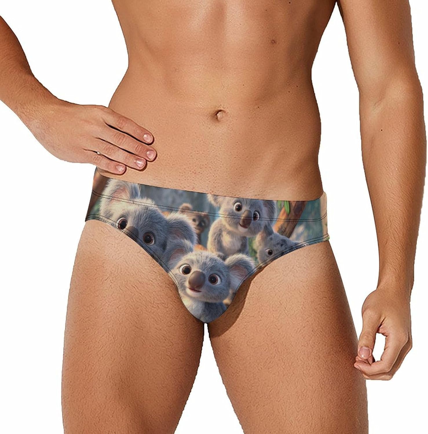 Koala Men's Swimsuit Brief Sexy Bikini Briefs Retro Printed Swimwear Quick Dry Swimming Trunks 3X-Large