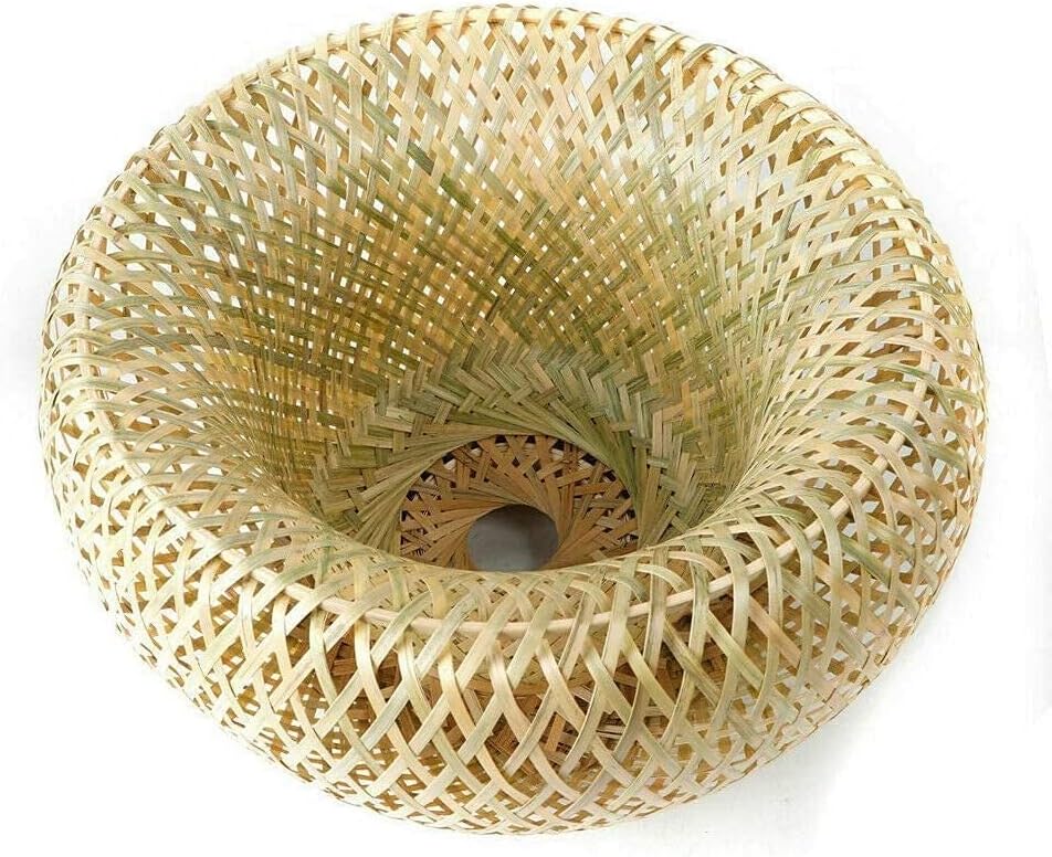 Miniatura 7 de Lámpara colgante de bambú tejida a mano, funciona con pilas, lámpara colgante tejida a mano de ratán, lámpara de araña natural, luz tejida con 1 luz