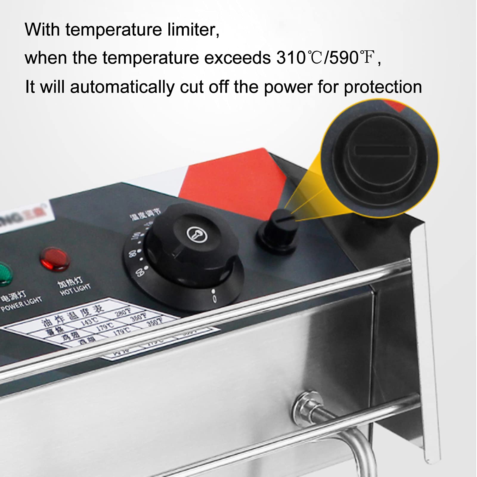 Friggitrice Elettrica Professionale con Cestello, Macchina per Friggere da Cucina Ad Alta capacità, con Funzione di Controllo di Tempo E Temperatura, per Uso Commerciale（10.8L）