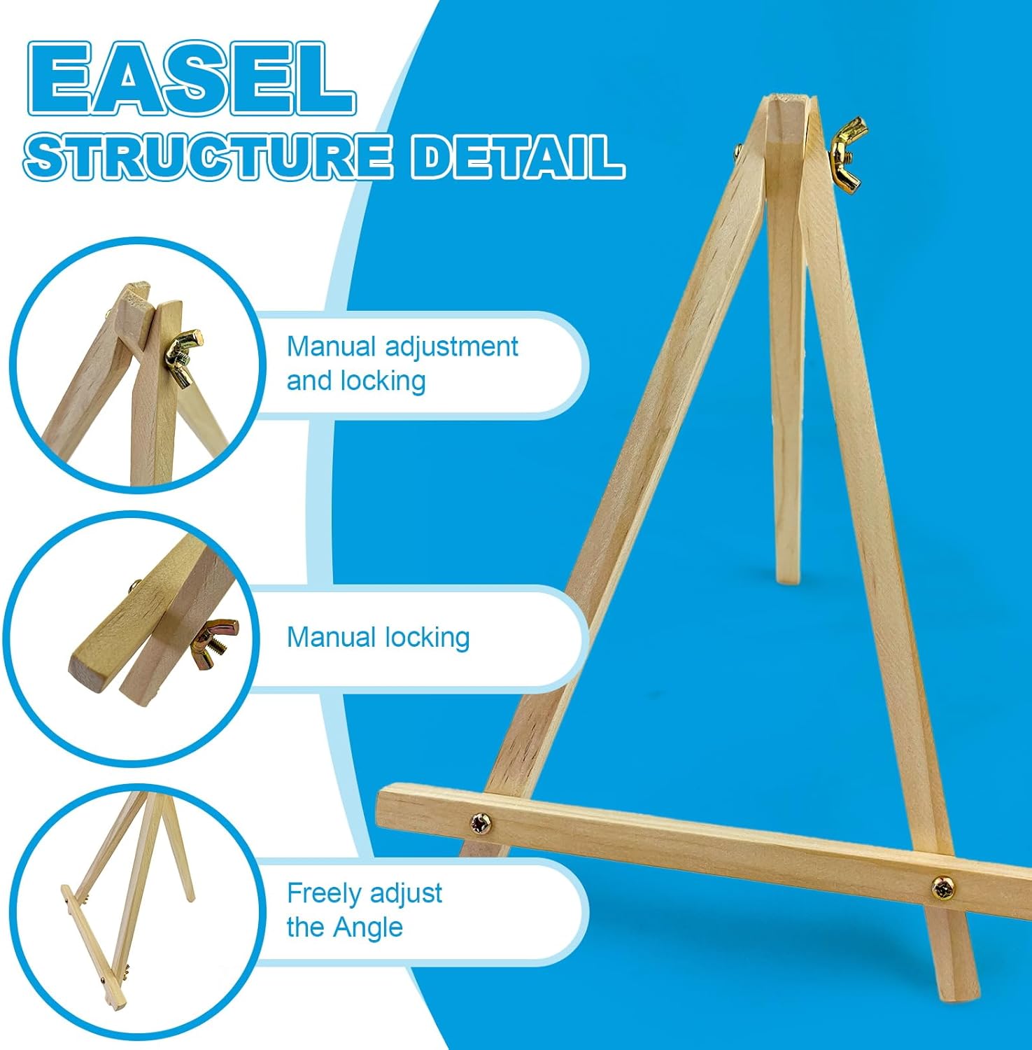 24 Pack 9 Inch Wood Easels, Tripod, Table Top Easels for Painting, Art Craft Painting Easel, Kids Student Tabletop Easels for Painting, Photos Mini Display Tripod