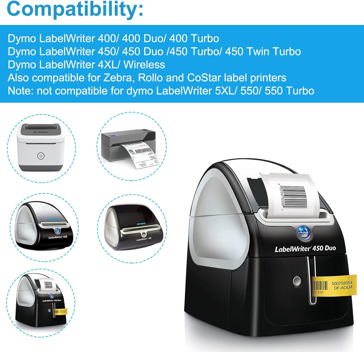 NineLeaf 10 Roll (390 Labels) Compatible for Dymo 30327 (9/16'' x 3-7/16") White File Folder 1-UP Multipurpose Labels for Labelwriter 450 4XL Zebra Desktop Printers, NOT FIT 550 & 5XL