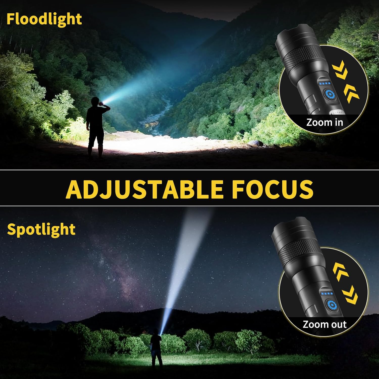 6Pack Small Flashlight Powerful, 7Mode Rechargeable Flashlights High Lumens, Adjustable Tactical Flashlight Pocket, Super Bright LED Flash Light, Mini Portable Flashlights for Home Emergencies Camping
