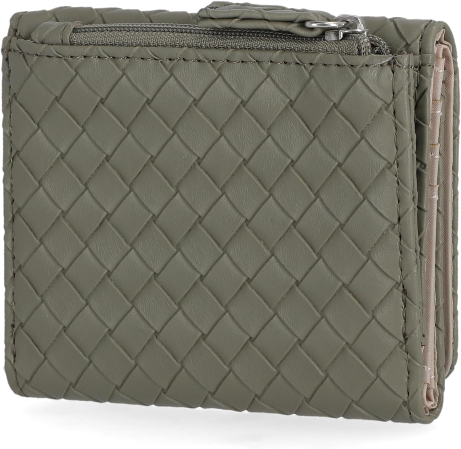 Mundi Anna Indexer Small Wallet for Women, Slim Credit Card Holder with Zipper Coin Pocket, Bifold Compact Womens Wallet with ID Window in Sage Woven - Image 3