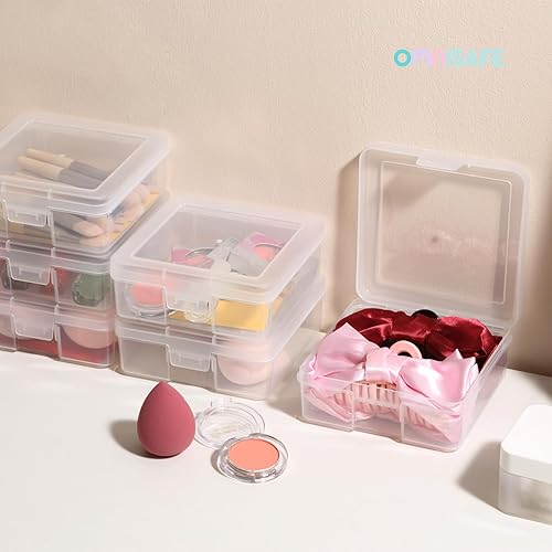 Miniatura 26 de Paquete de 9 organizadores medianos de plástico para manualidades, contenedores de almacenamiento de plástico transparente con tapa de pestillo