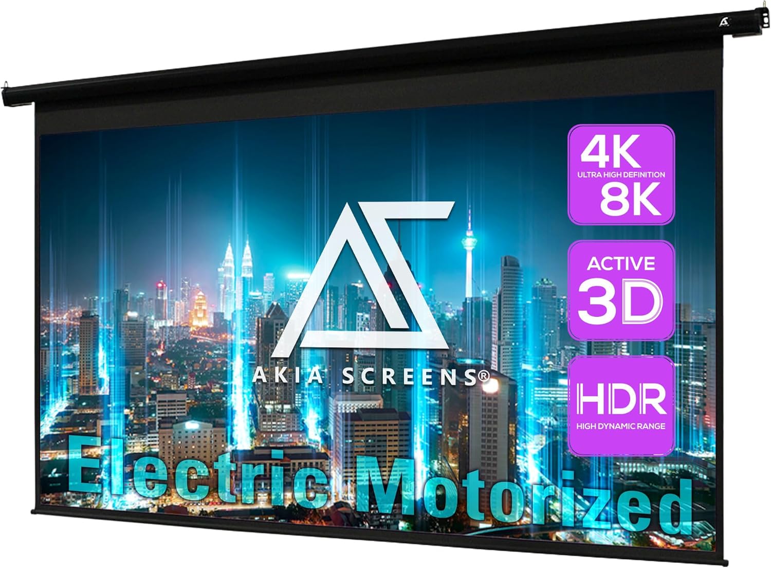 Akia Screens 110-inch Motorized Electric Projector Screen